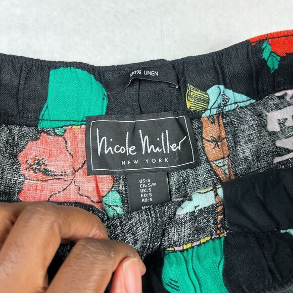 Nicole Miller Linen Shorts No Problem Jamaica Vacation Summer Drawstring Waist S - Picture 5 of 11